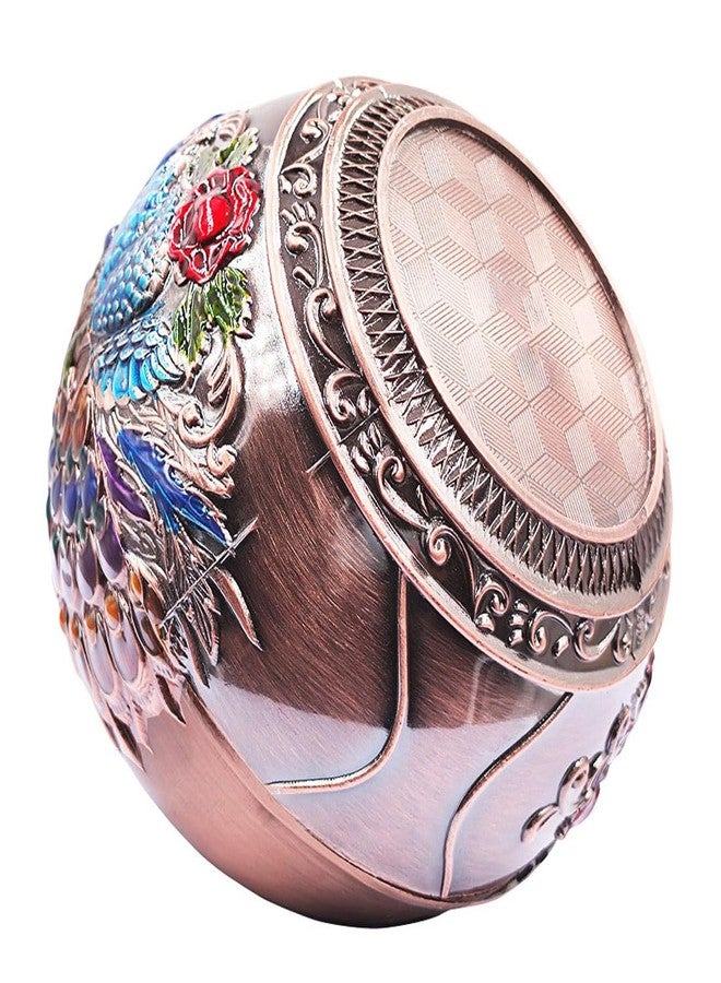 Hourwof Smokeless Ashtray with Lid,Peacock Windproof Ashtrays for Outdoor Patio Balcony,Metal Cigarettes Ash Tray for Home Office Tabletop Decor,Birthday Housewarming Gift,Copper - Image 4